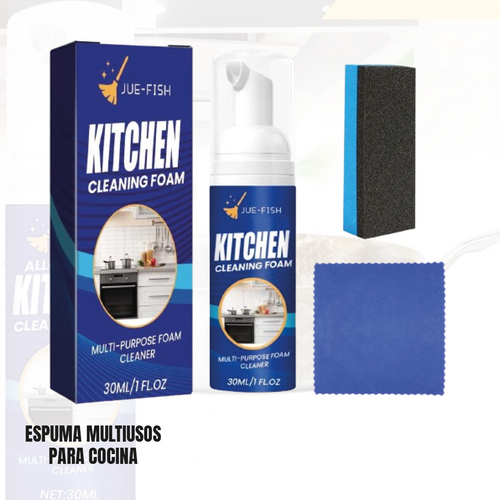 Espuma multiusos para cocina eliminando grasa incrustada
